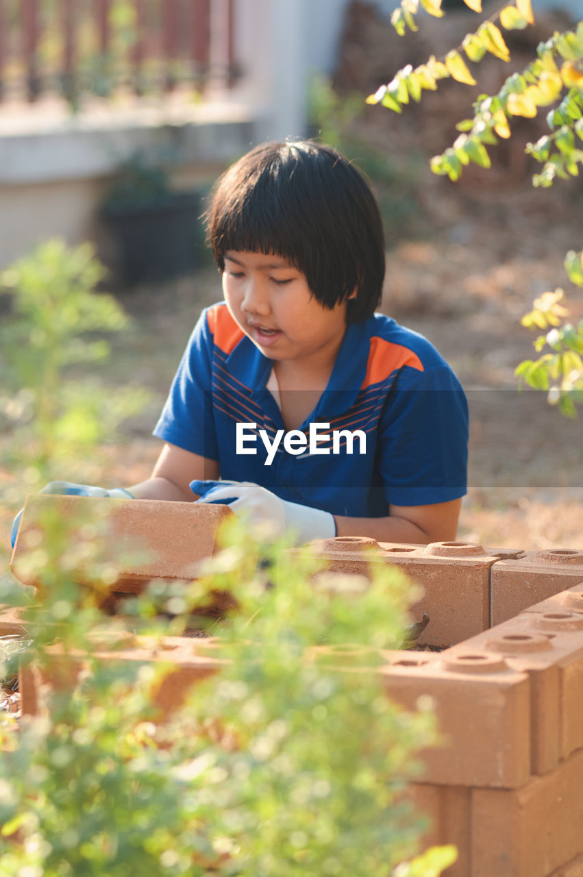 Boy looking at camera