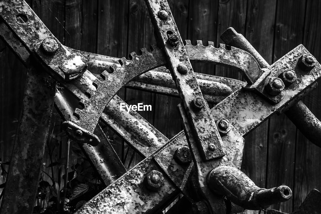 CLOSE-UP OF OLD RUSTY GATE