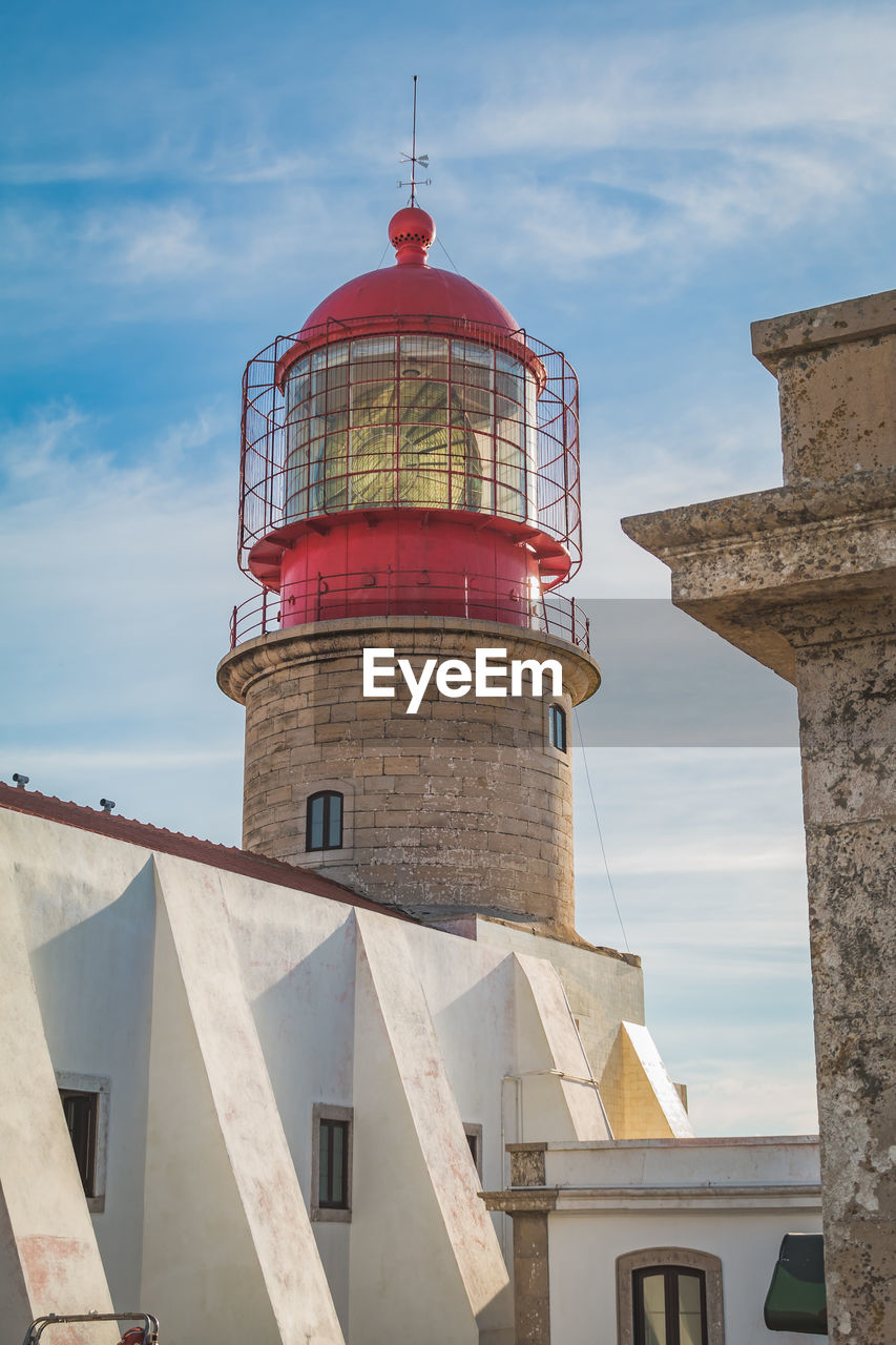 Low angle view of lighthouse against sky