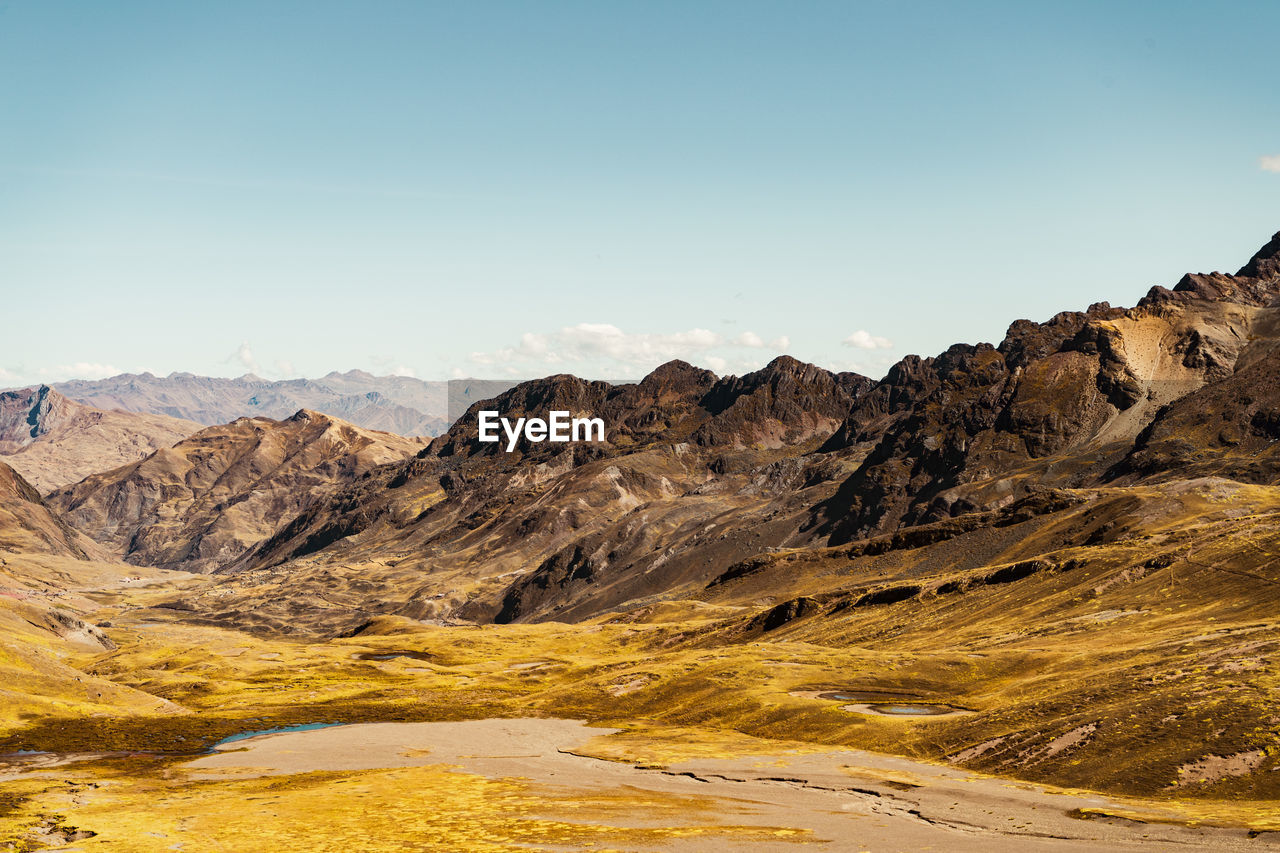 Scenic view of mountains against clear sky