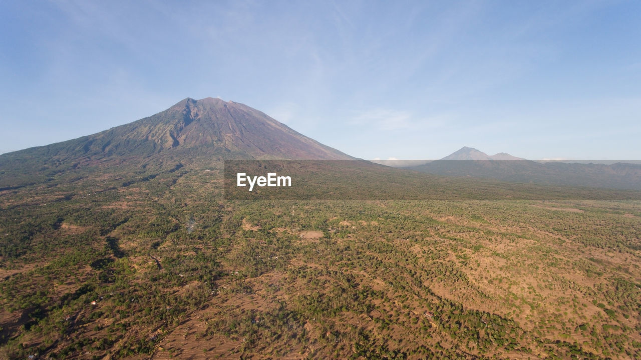 Active volcano gunung agung in bali, indonesia.