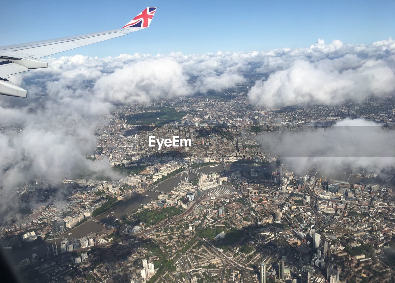 Aerial view of london against sky