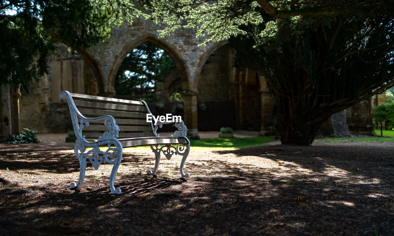 Empty bench in park