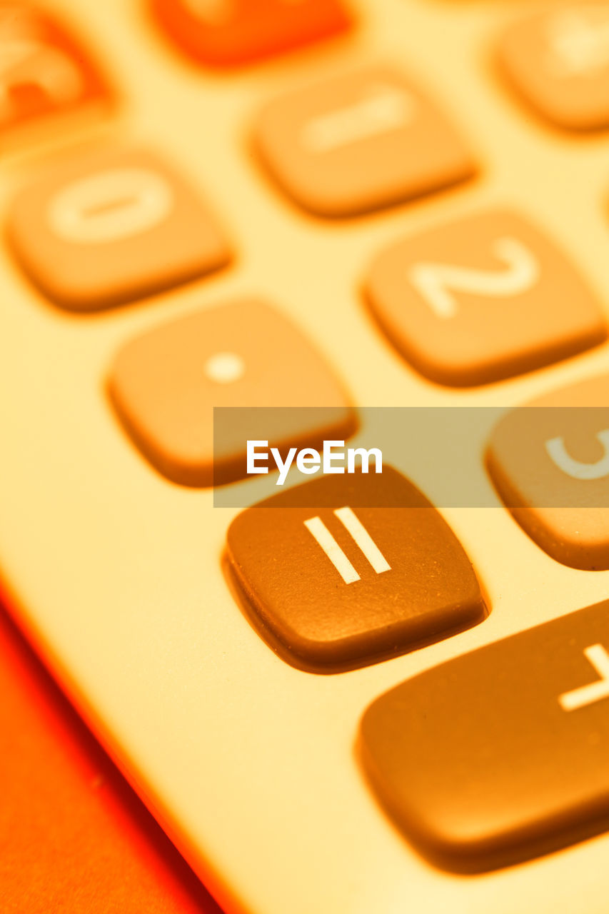 Full frame shot of calculator on table