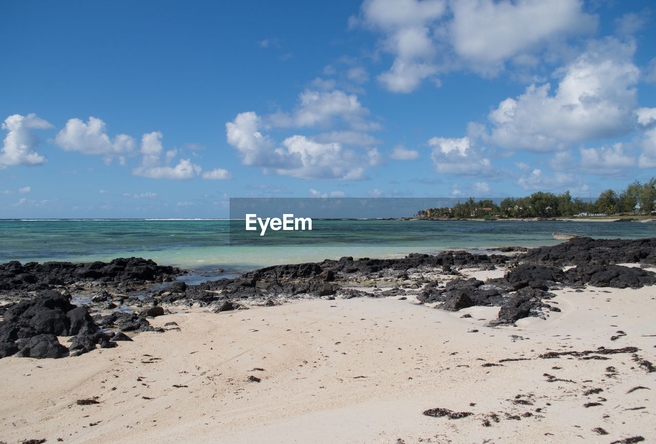 Scenic view of beach against sky