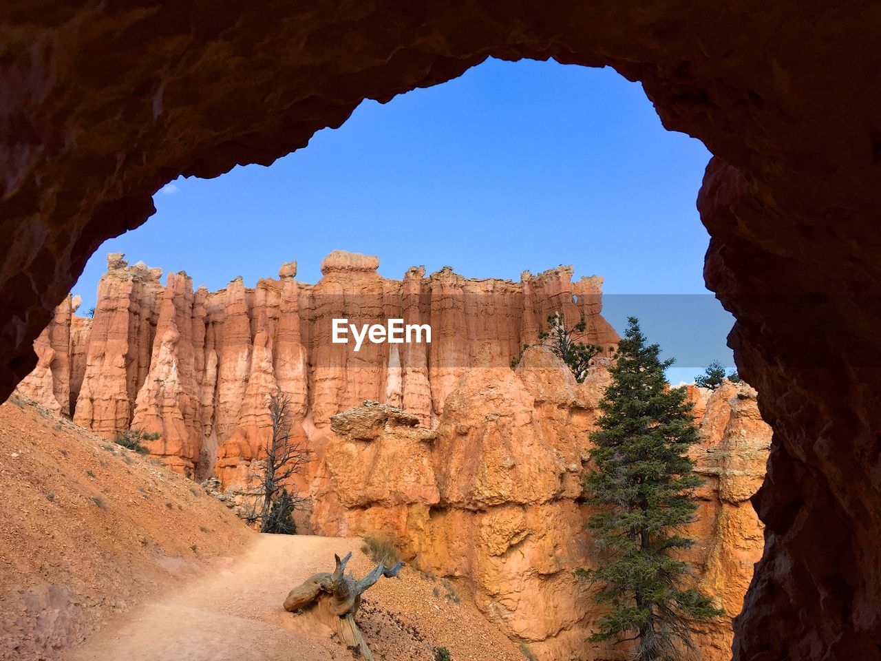 Low angle view of rock formations against clear blue sky at bryce canyon national park