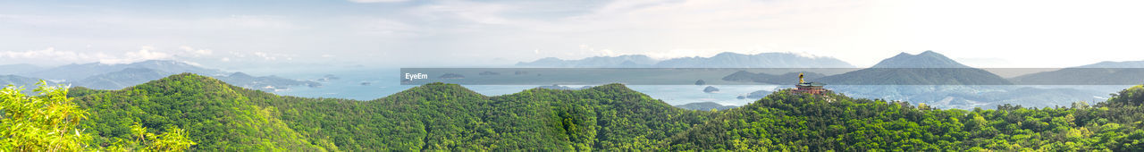 PANORAMIC SHOT OF TREES ON LANDSCAPE AGAINST SKY