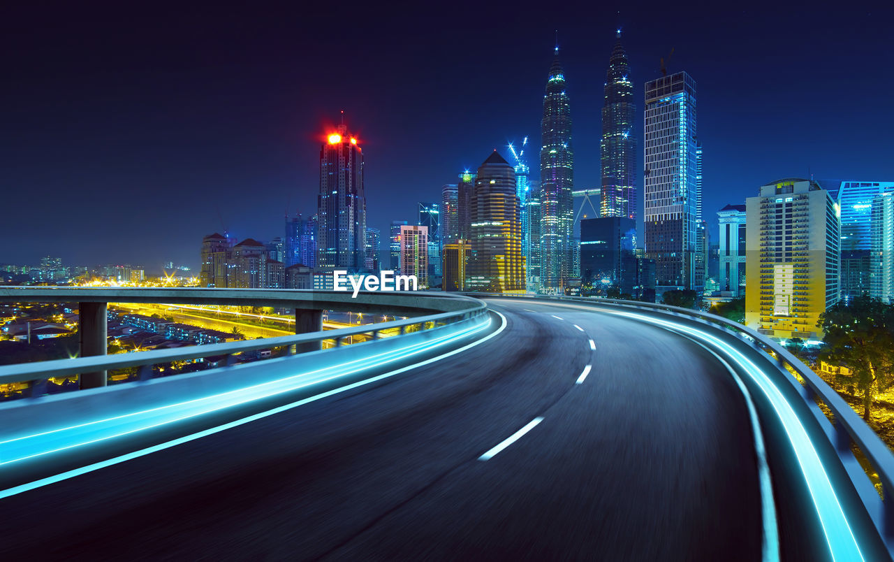 Illuminated city at night