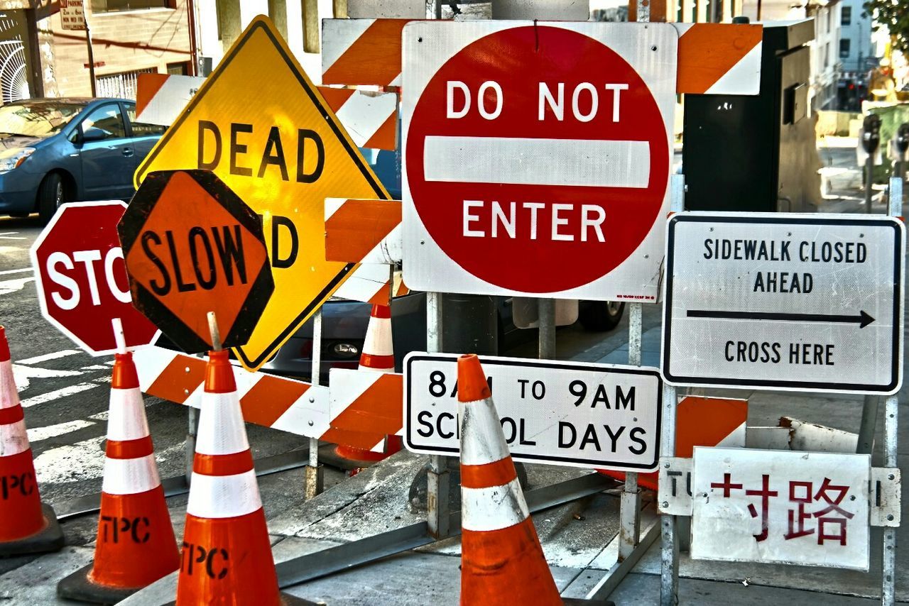 Sign boards on street