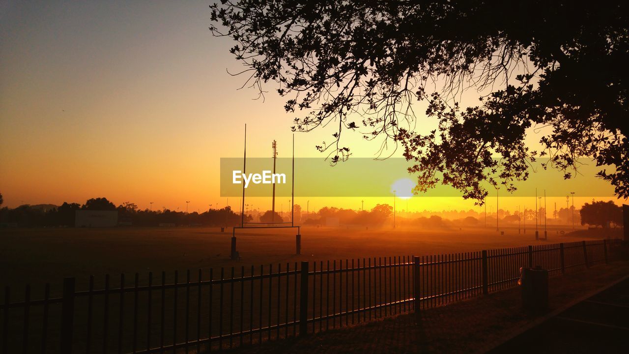 Rugby field at sunset