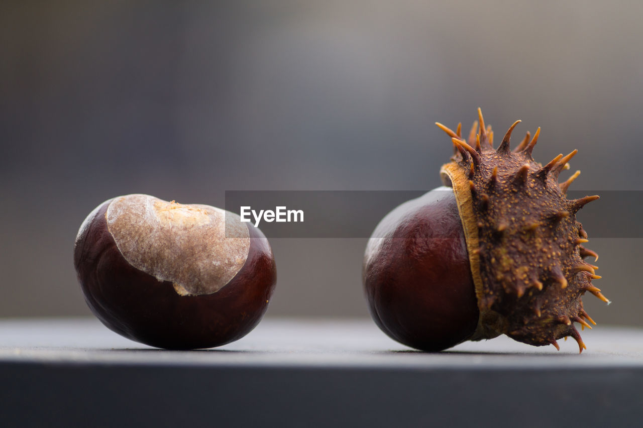 Close-up of chestnuts on table