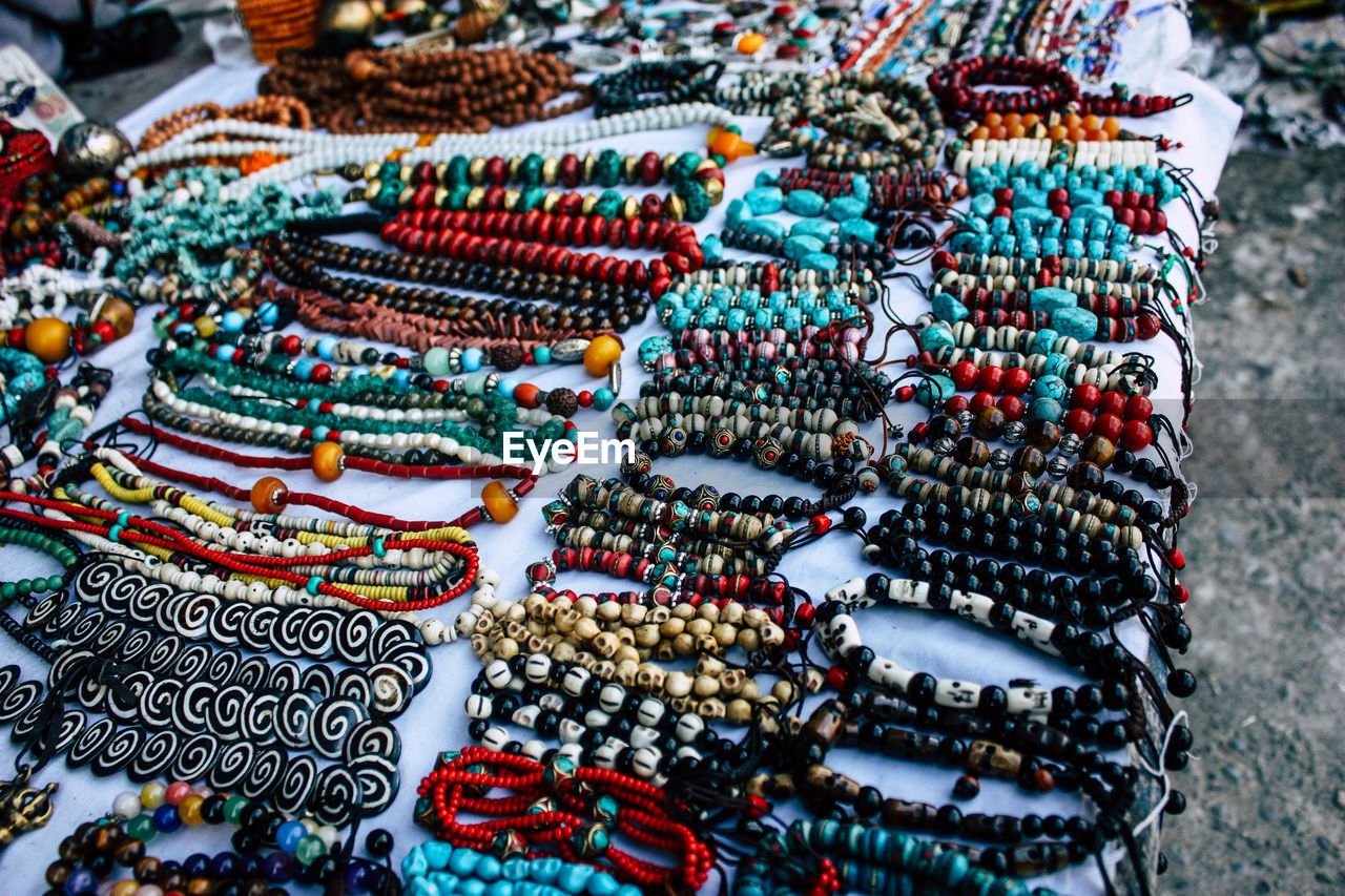 Full frame shot of multi colored handcrafts for sale in market
