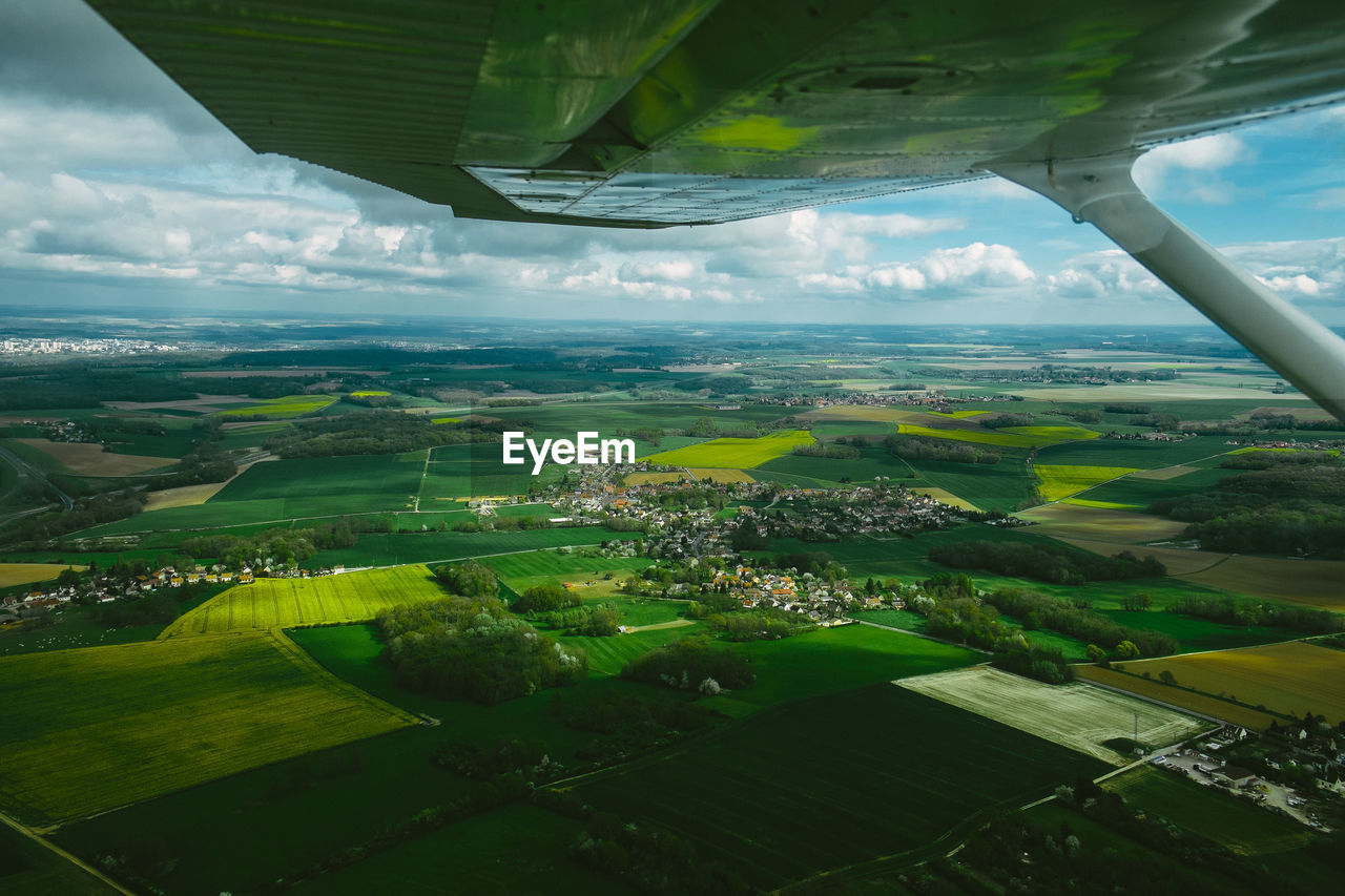 Flying over countryside 