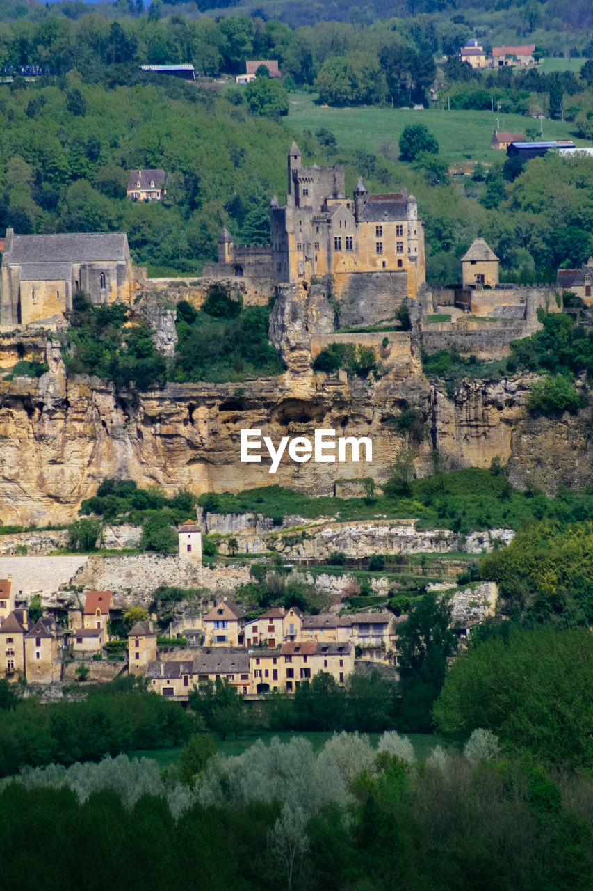 Distant view of castle in town