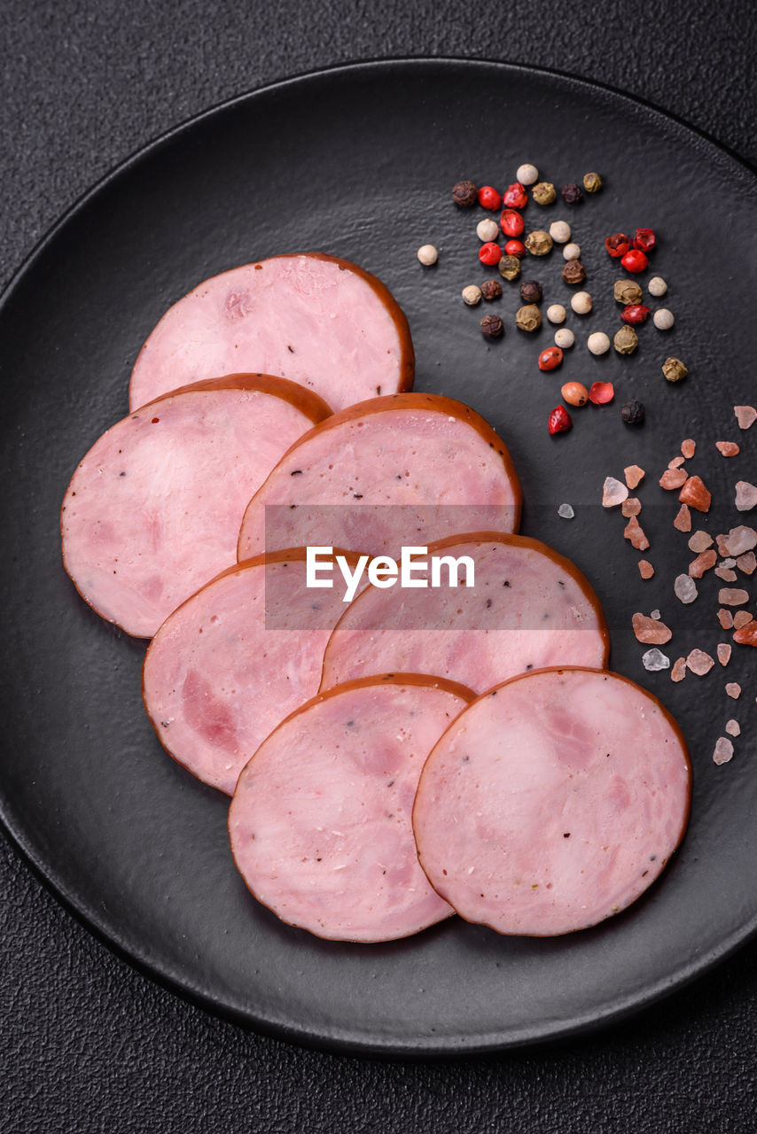 high angle view of food in plate on table