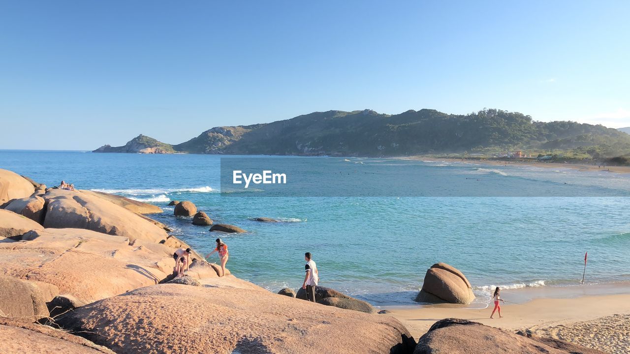 Scenic view of sea against clear sky