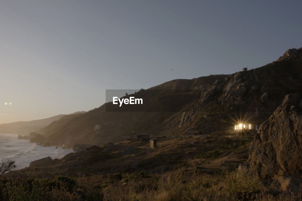 Scenic view of mountains against clear sky