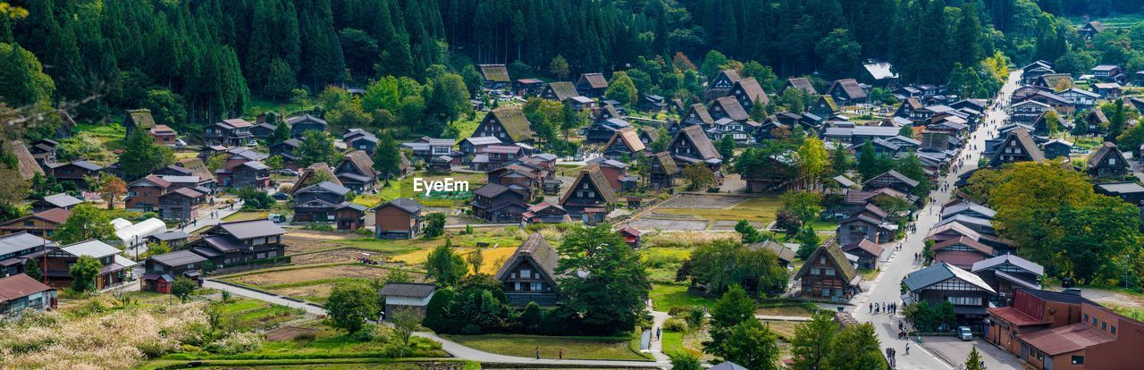 High angle view of town