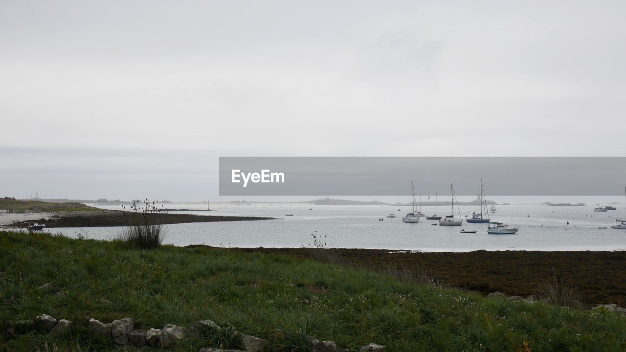 SAILBOATS IN SEA AGAINST SKY