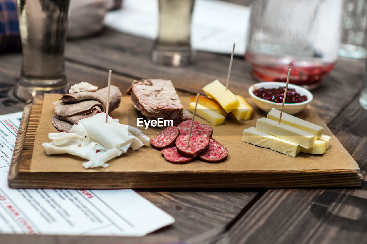 Cutting board snack selection