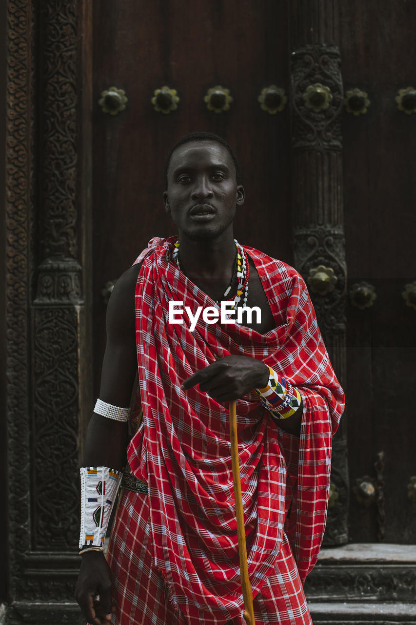 Maasai man in traditional clothes