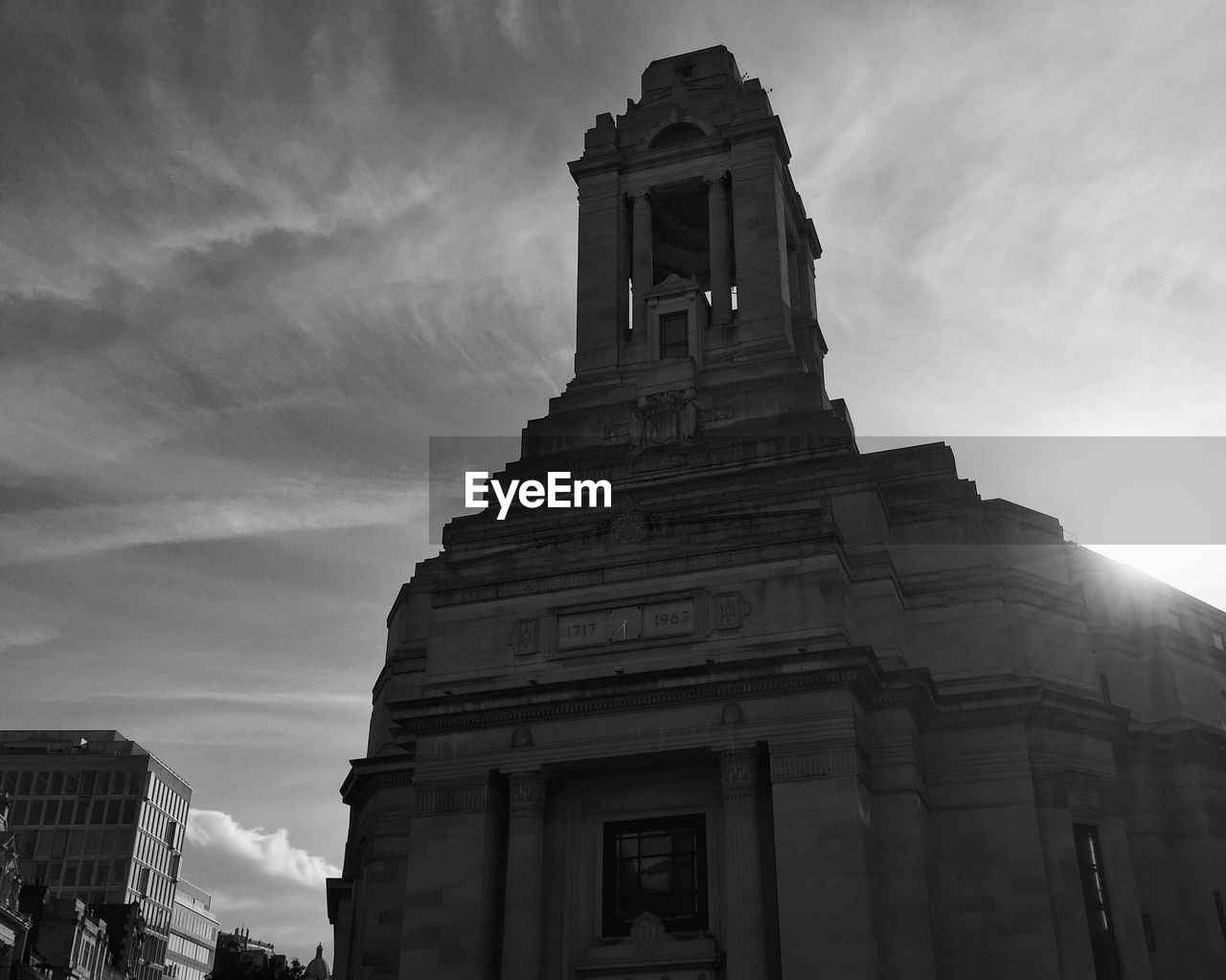Low angle view of freemasons hall against sky