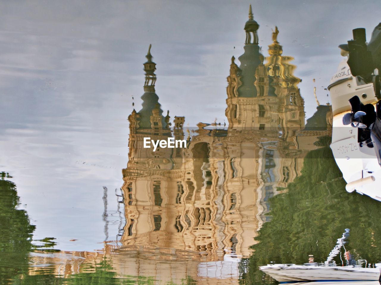 Mirror image of castle in the water