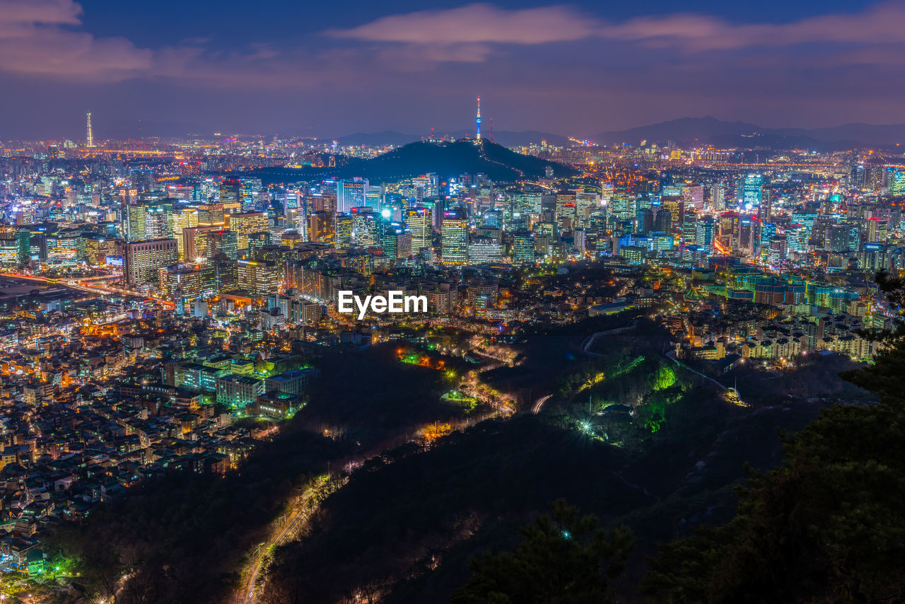 Illuminated seoul cityscape