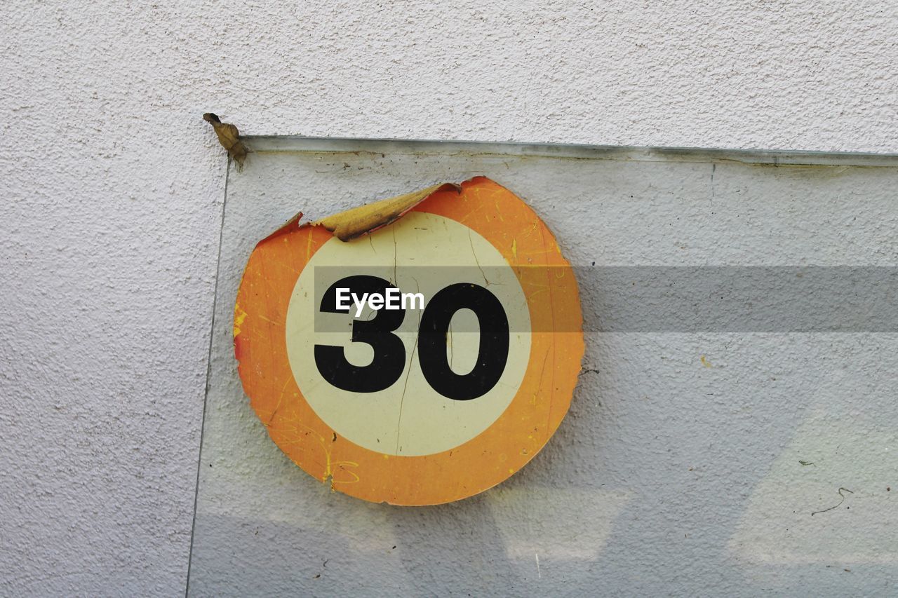 Close-up of speed limit sign