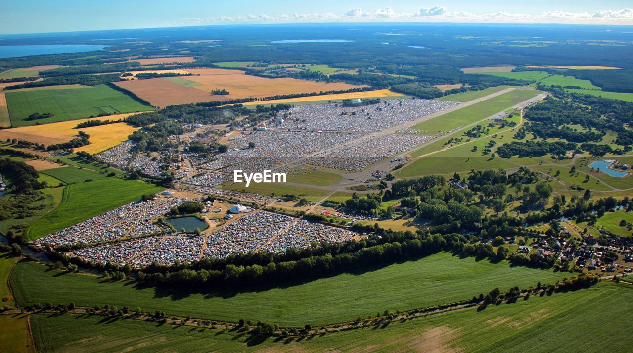 HIGH ANGLE VIEW OF AGRICULTURAL LAND