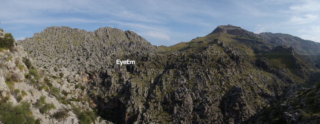 Scenic view of mountains against sky