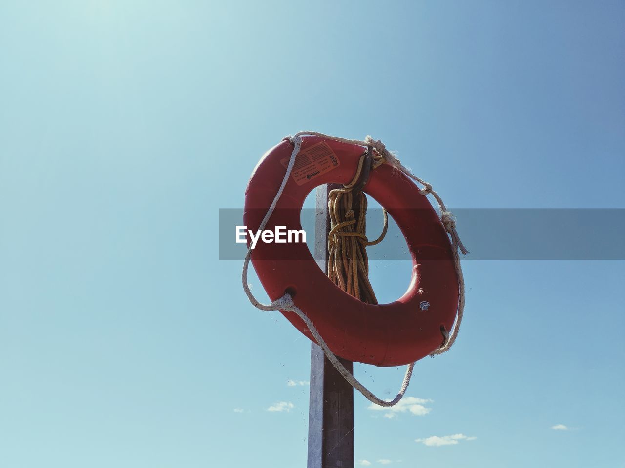 Lifesaver buoy hung in the sky