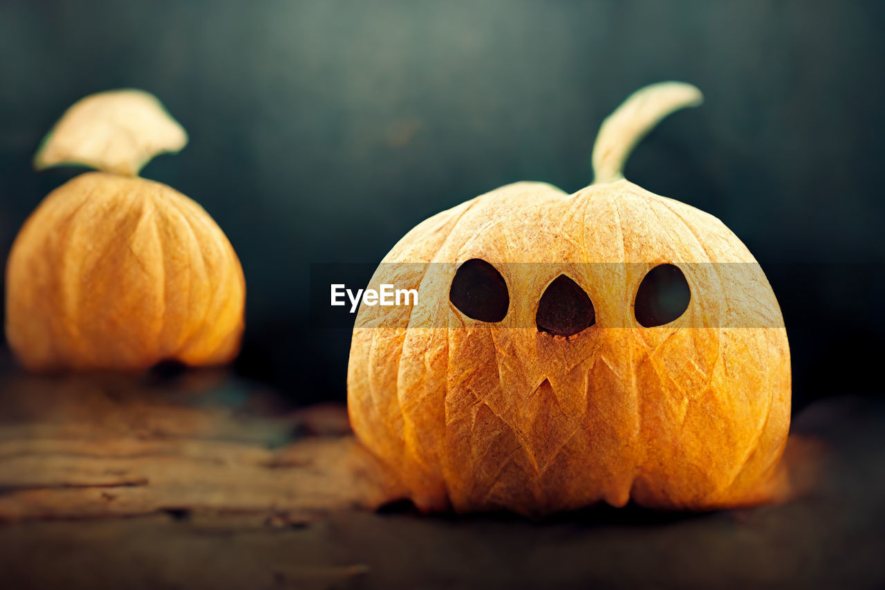 close-up of jack o lantern against black background