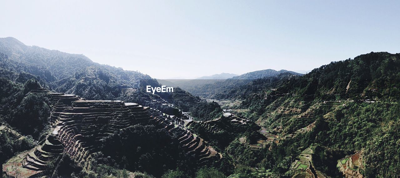 Scenic view of mountains against clear sky