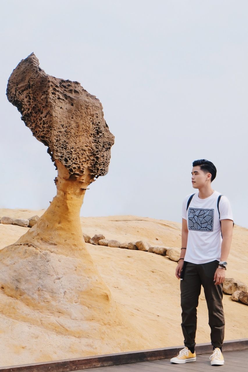 Full length of man standing at desert