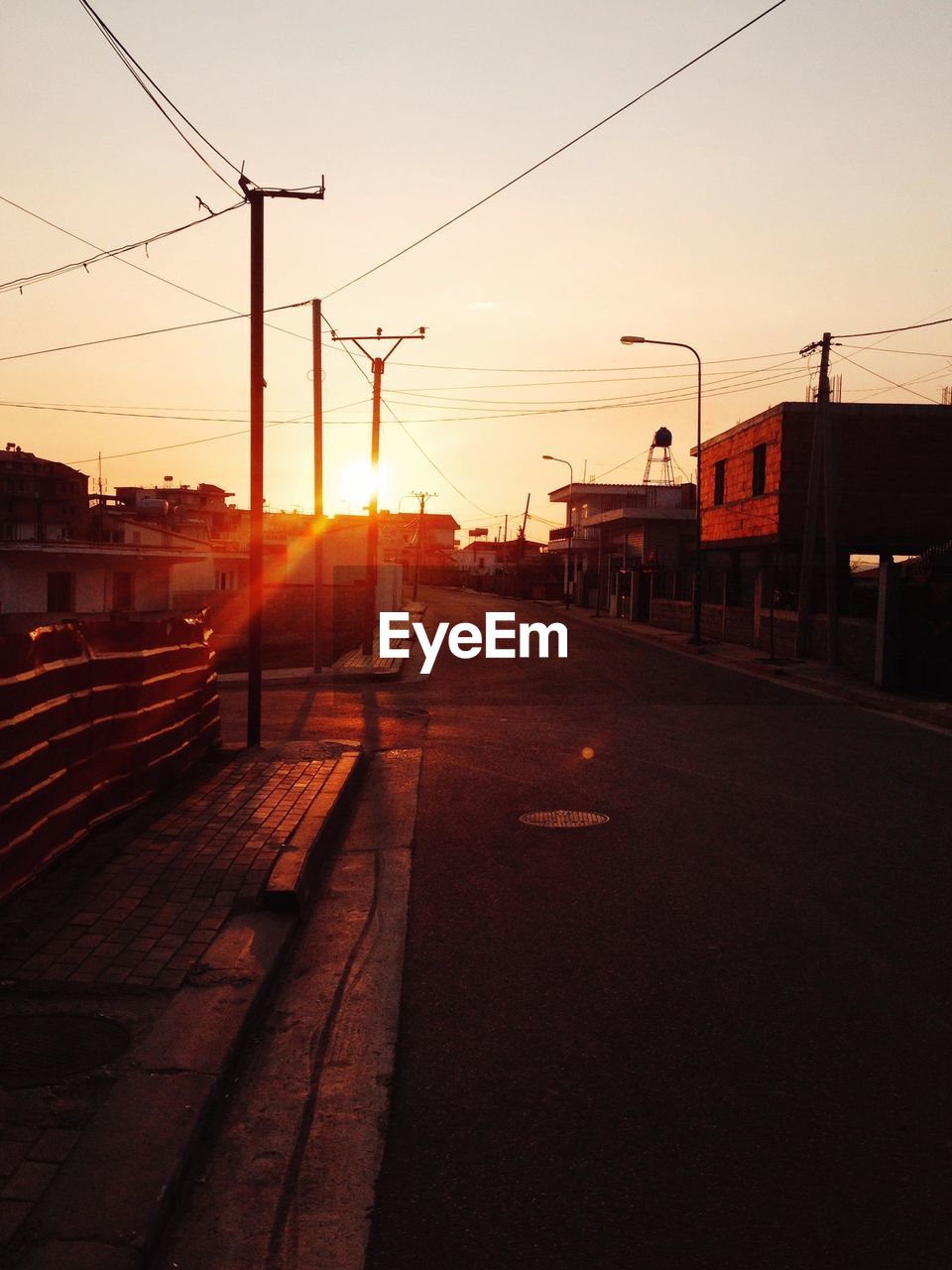 View of street at sunset