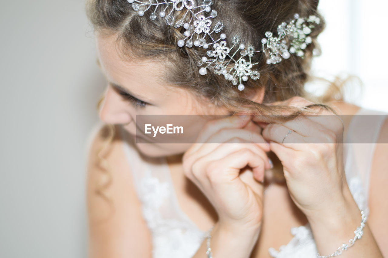 Close-up of young bride