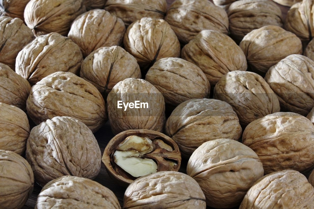 Close up of walnuts on the market