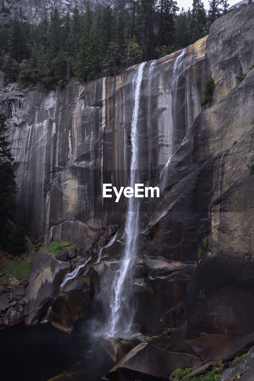 VIEW OF WATERFALL ALONG ROCKS