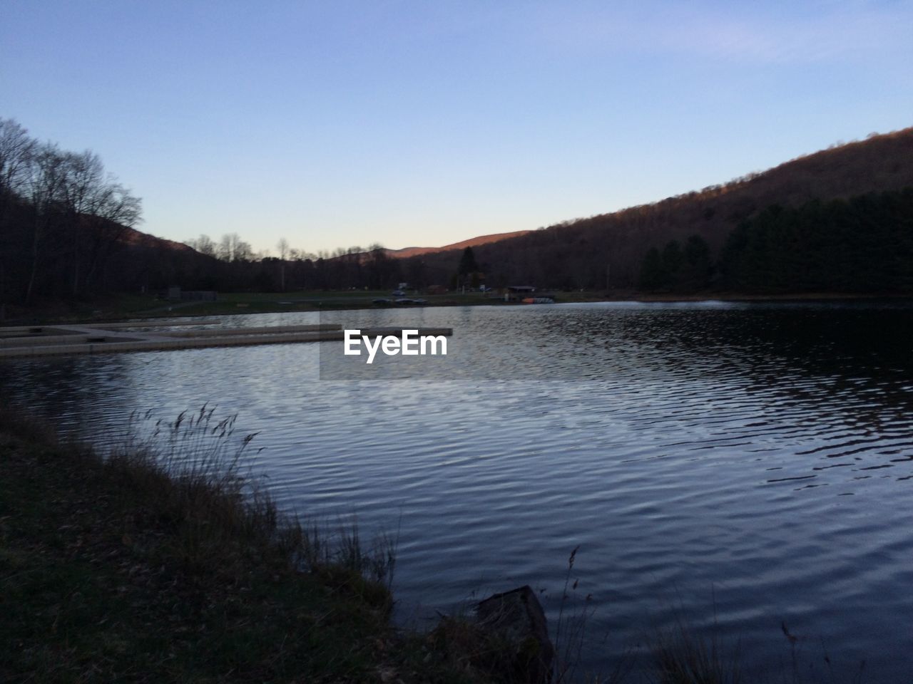 VIEW OF LAKE AGAINST CLEAR SKY