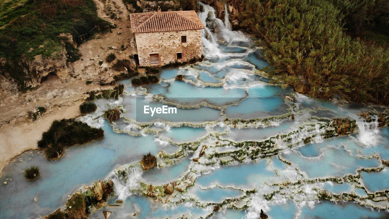 The famous ancient hot springs of saturnia terme in tuscany, italy