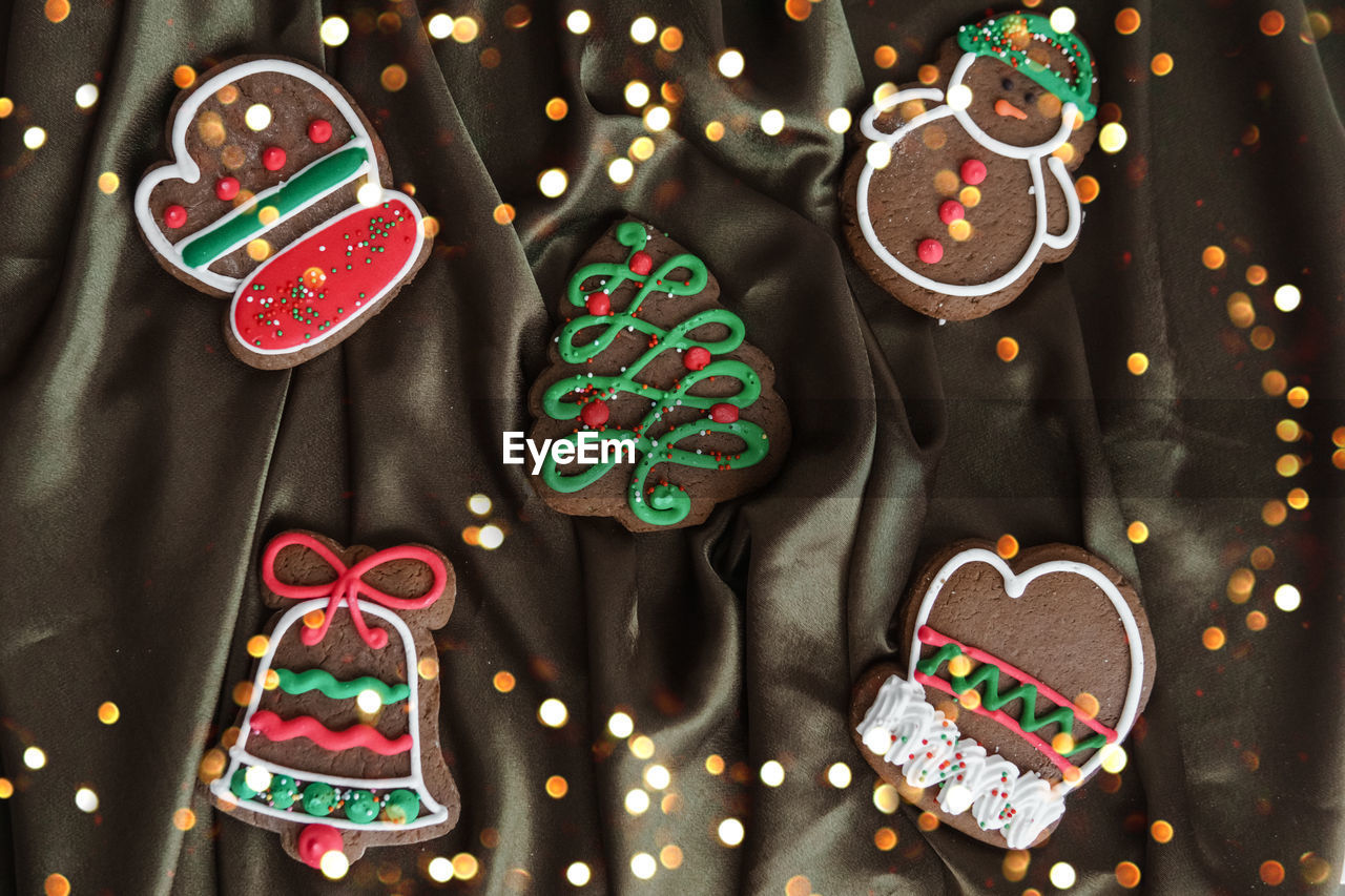 Banner for christmas and new year gingerbread. christmas trees, toys, snowmen, garlands.