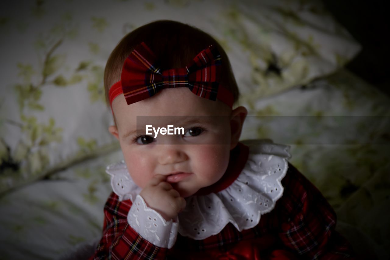 Close-up of portrait of cute baby