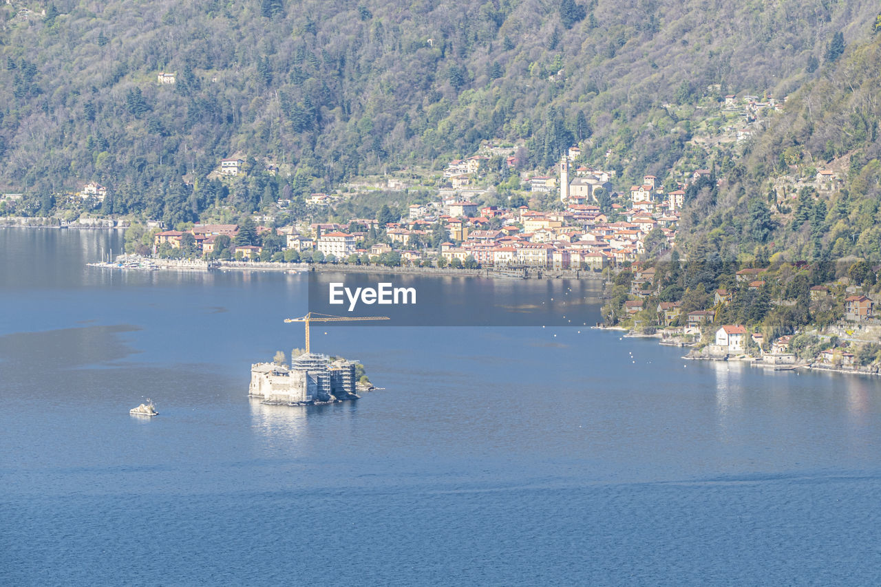 Aerial view of cannero and his castle