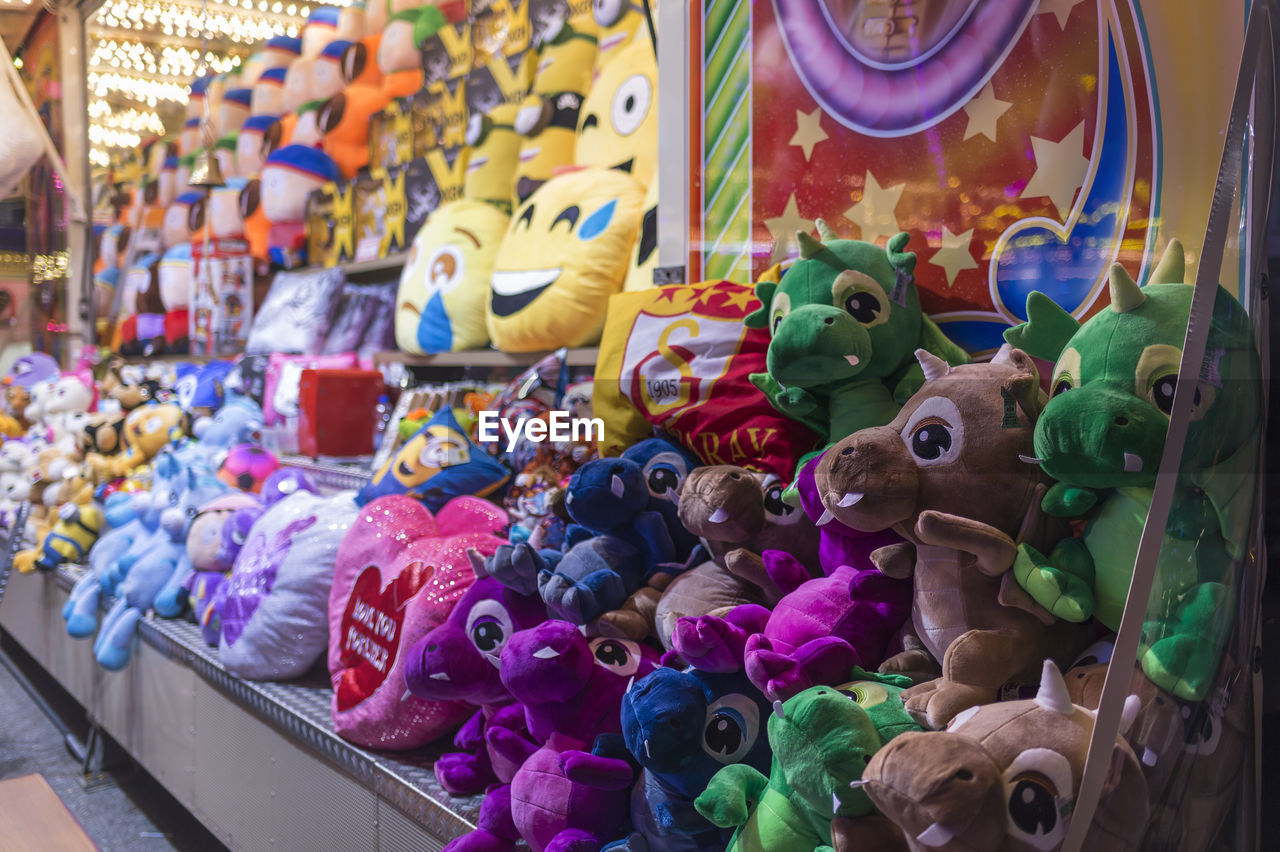 CLOSE-UP OF TOYS FOR SALE