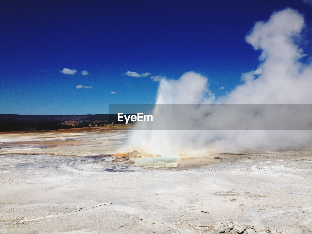 Remote landscape with steaming water