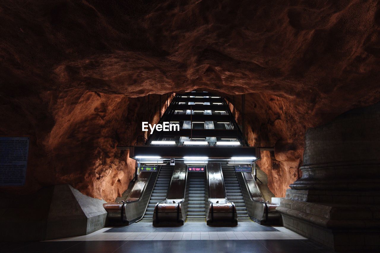 View of escalators in subway