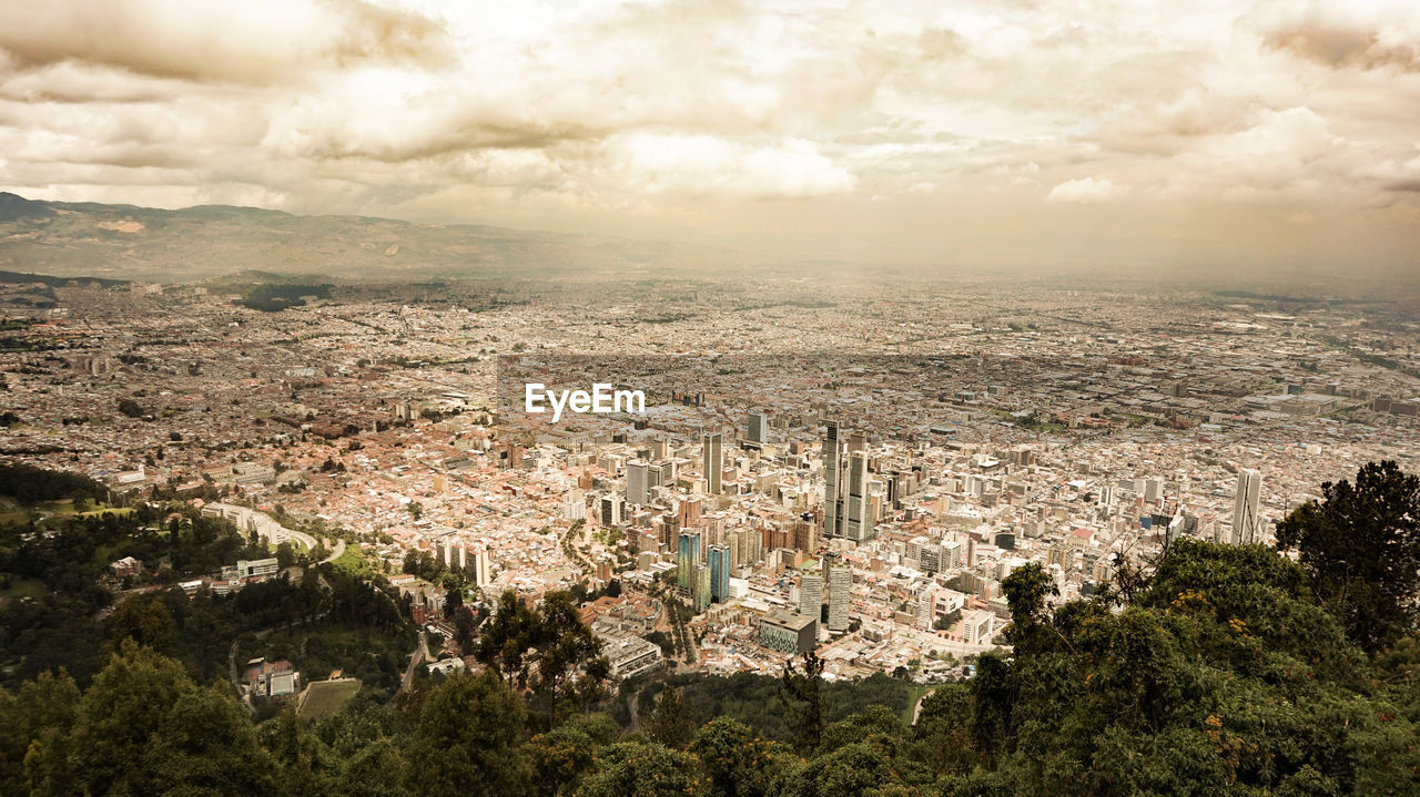 High angle view of townscape against sky