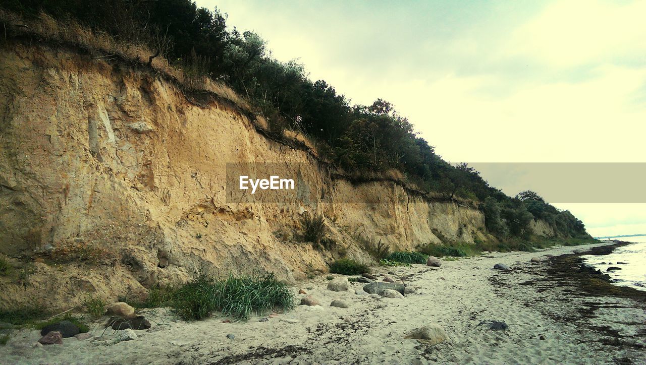 View of cliff on beach