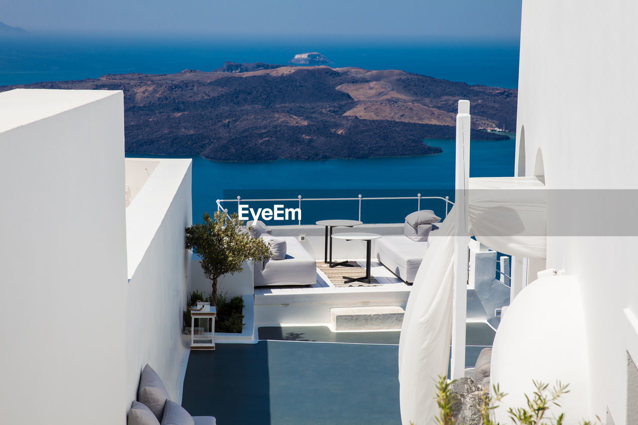 Beautiful architecture of the white houses of santorini island